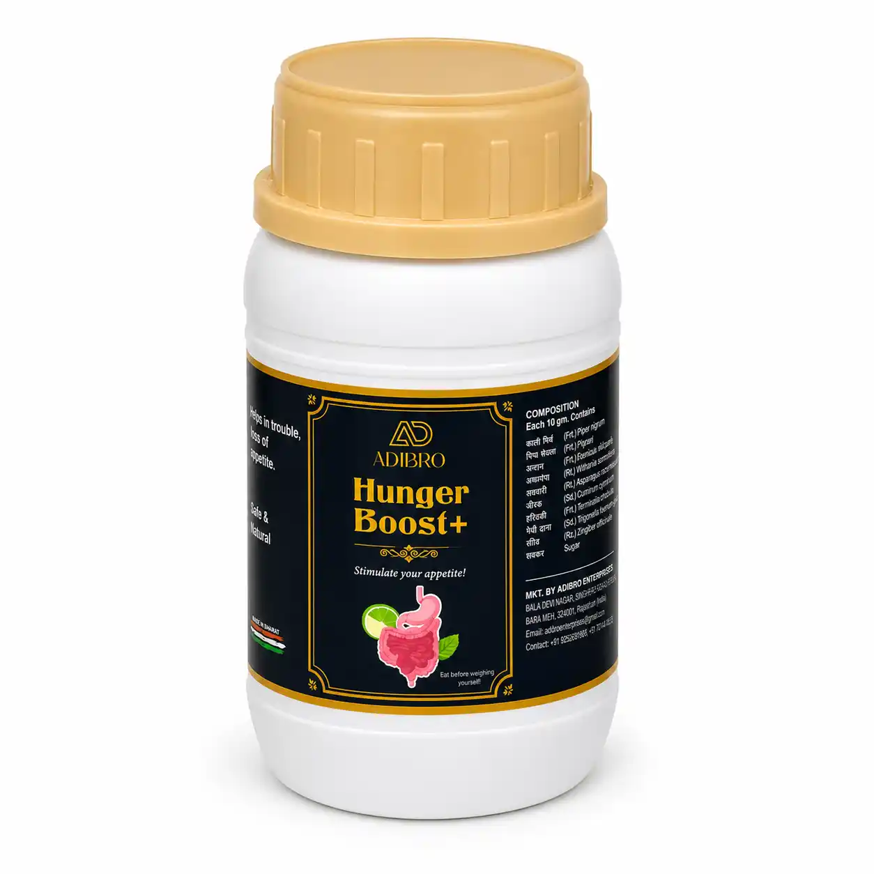ADIBRO Hunger Boost+ Appetite Booster Powder | Ayurvedic Herbal Supplement for Healthy Digestion & Appetite Support